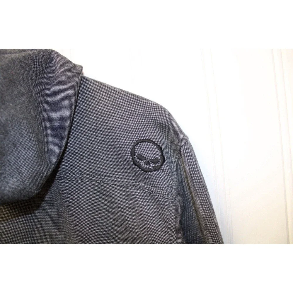 Harley Davidson Long Sleeve Snap Embroidered‎ Hooded Knit Sweater Mens Size L